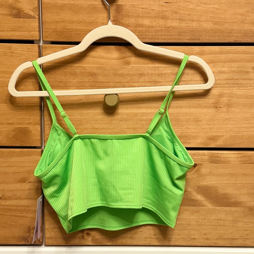Green Ribbed Swim Top. - Picture 2 of 3